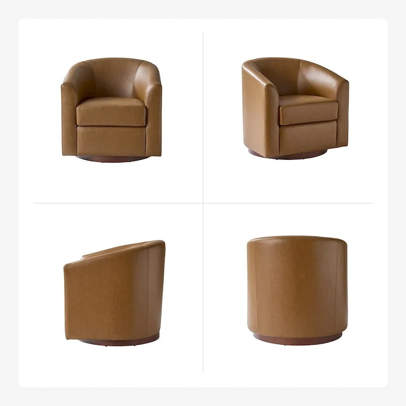 Haley Moderne drehbare Fässerstuhl-Set aus Kunstleder mit Massivholzfuß, 2er-Set von HULALA HOME