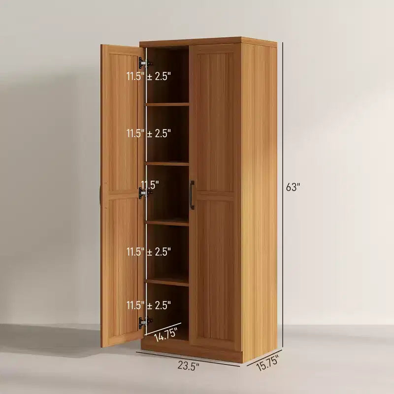63 cm großer 2-türiger Küchenschrank, freistehender Aufbewahrungsschrank mit 5 Ablageebenen und 2 verstellbaren Einlegeböden für das Esszimmer