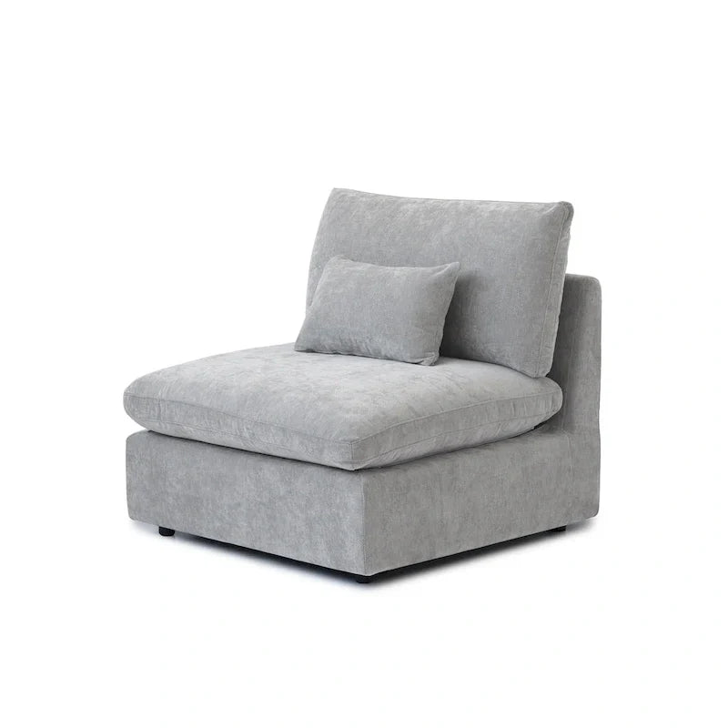Großes Ecksofa aus Leinen für das Wohnzimmer-Set
