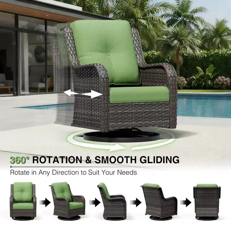UPTIOT Premium Outdoor-Lounge-Set mit Sofa, Drehstühlen und Fußhocker für ultimativen Komfort und Stil