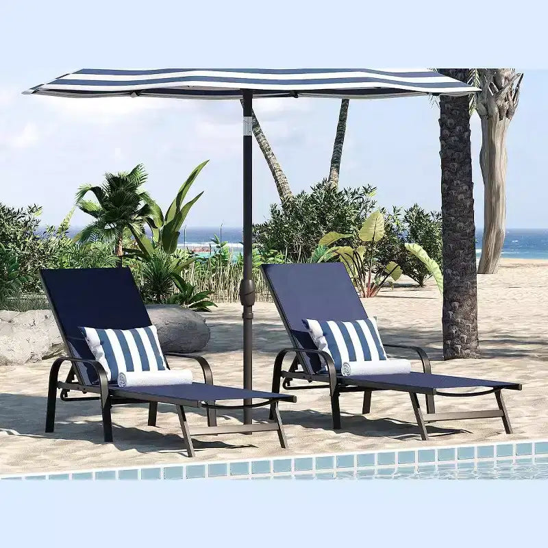 Set aus 2 Outdoor-Terrassenliegen, 5-fach verstellbare Liegestühle mit Textilene-Gewebe, Pool-Liegen für Garten & Balkon