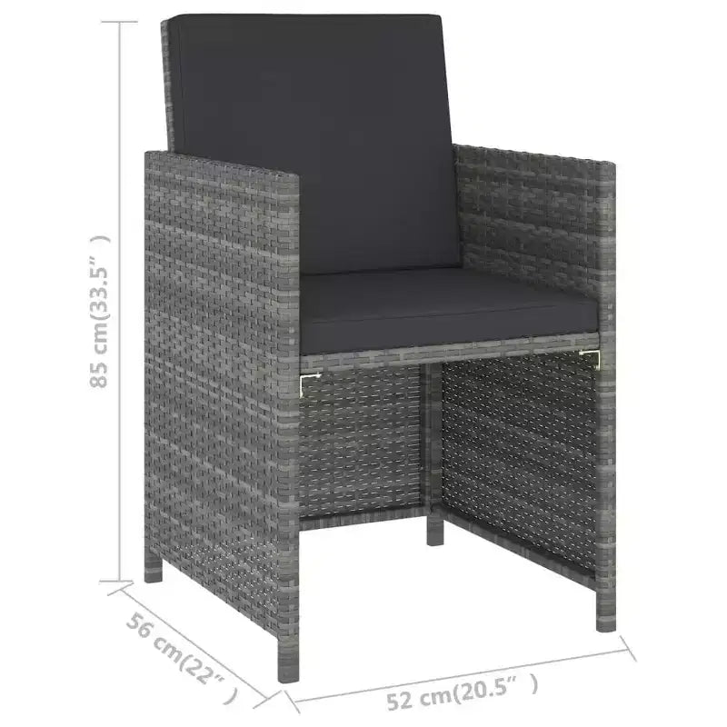 vidaXL Garten-Essgruppe Esstisch und Stühle aus Poly Rattan und Holz