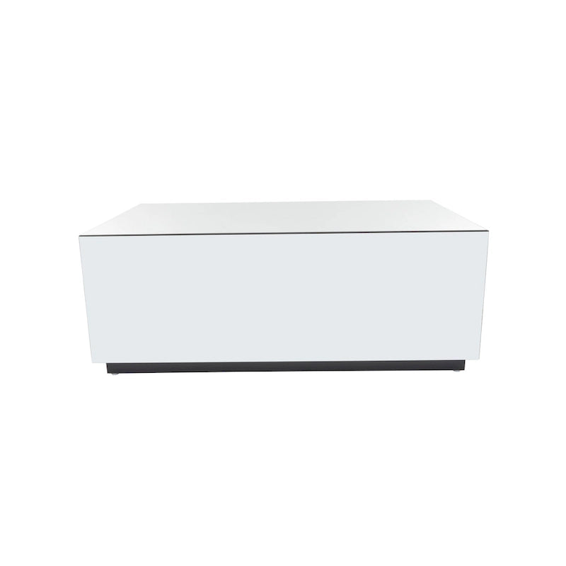Rechteckiger Couchtisch aus Spiegelglas mit erhöhtem Gestell – Silber – Roche River Decor – 28Bx47Lx18H