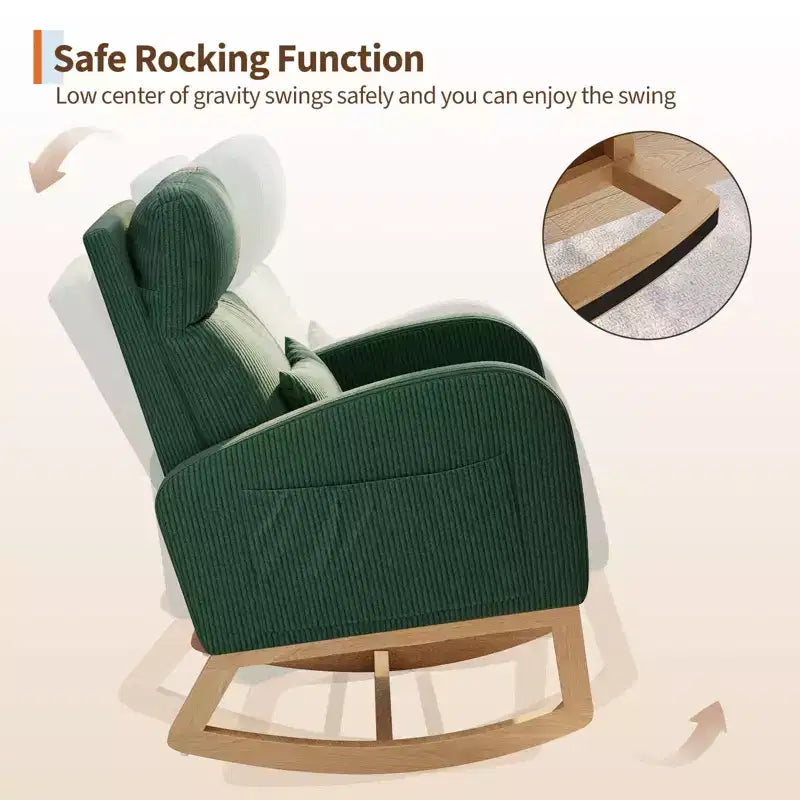 Moderner Schaukelstuhl mit Kissen & Seitentaschen, für Wohnzimmer, Schlafzimmer