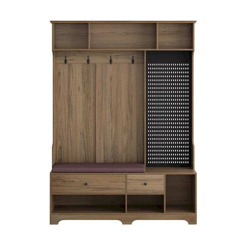 GDFStudio – Finn Multifunktionale Garderobe mit Schuhbank, Lochwand und viel Stauraum