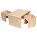 ECR4Kids Premium-Gebogenes-Holz-Mehrzwecktisch- und Stuhlset, Kindermöbel, Natur, 3-teilig