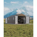 12 × 25 Fuß großer, vollständig geschlossener Metall-Carport mit Vertikaldach und Stahlrahmen