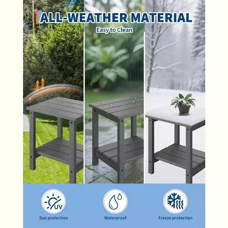Klappbare Adirondack-Stühle, 4er-Set mit 2 Beistelltischen, moderne Outdoor-Stühle aus HDPE für Terrasse, Veranda, Balkon, Garten und Rasen