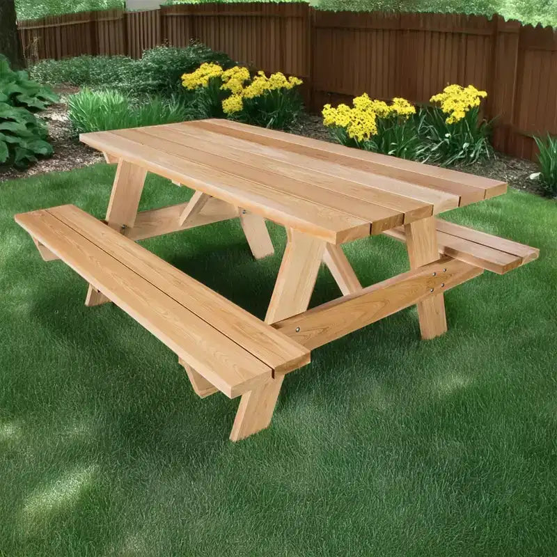 All Things Cedar 183 cm Outdoor-Picknicktisch, handgefertigtes Holz-Gartenbank-Set für Camping, Gartenpartys oder Tailgating, rustikales Zedernholz