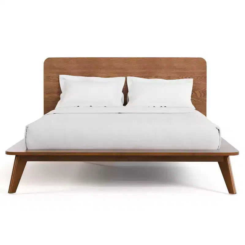 HOMES: Inside + Out 3-teiliges Schlafzimmermöbel-Set im Mid-Century-Stil aus Riverstone-Holz mit Bettgestell und 2 Nachttischen, Walnussfarben