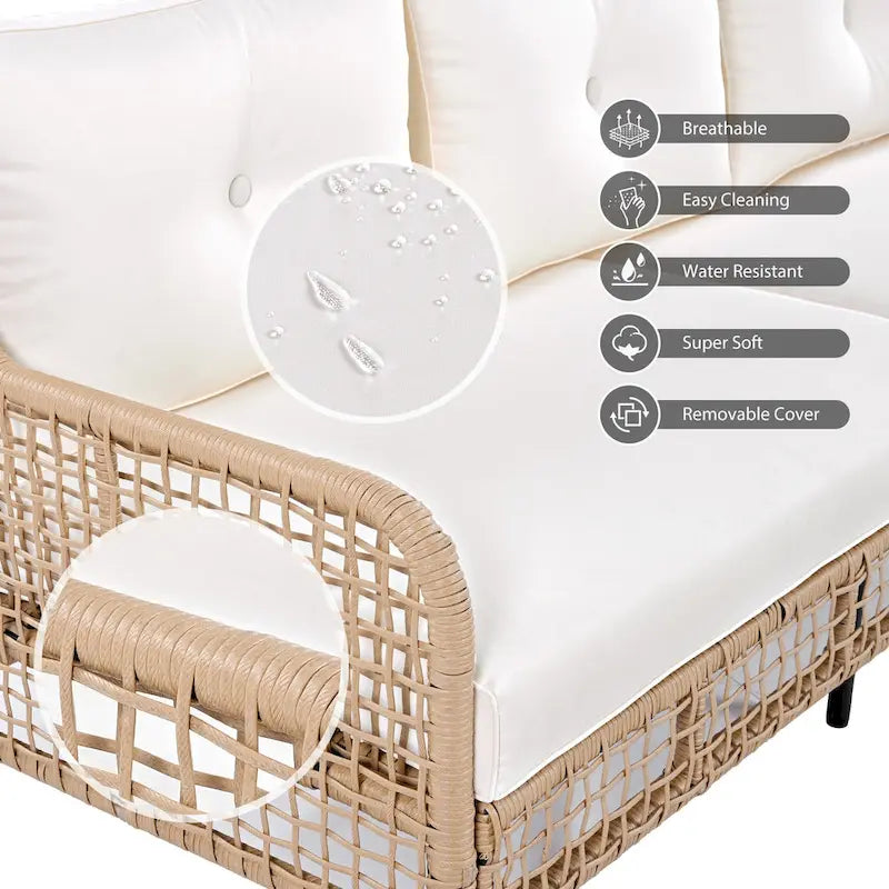 4-teiliges Outdoor-Rattangarniture-Set mit Drehstühlen und Couchtisch