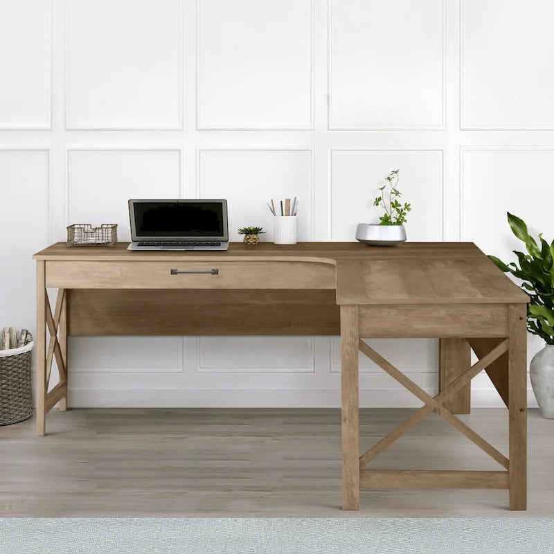 Alaska Modernes Farmhouse L-förmiger Schreibtisch mit Schublade