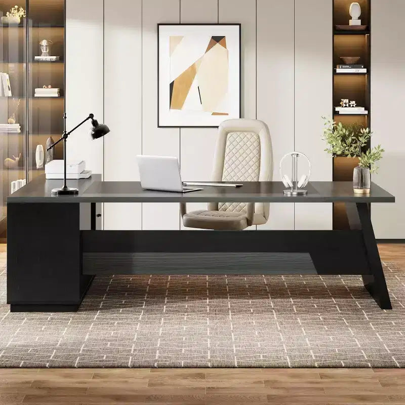 Lantine Modern 78 L-förmiger Chefschreibtisch mit Schubladen und seitlichem Aktenschrank