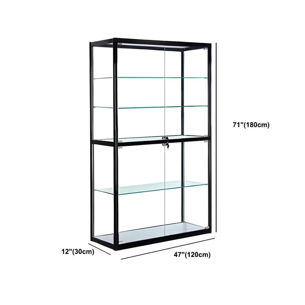Zeitgenössische rechteckige Vitrine aus schwarzem Glas