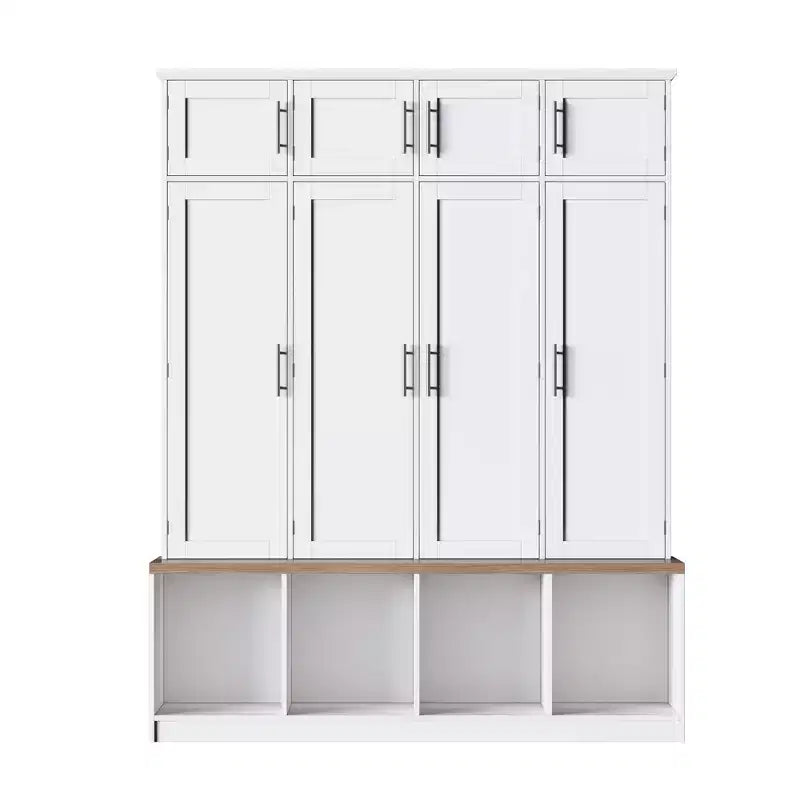 GDFStudio Jessica Farmhouse 4-in-1-Garderobe mit versteckten Haken und Sitzbank mit Stauraum