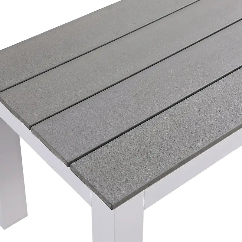 Norwalk Indoor/Outdoor 7-Fuß-Billardtisch in Schieferoptik, Esstischgarnitur für 6 Personen mit 4 Bänken und Zubehör, weißes Finish