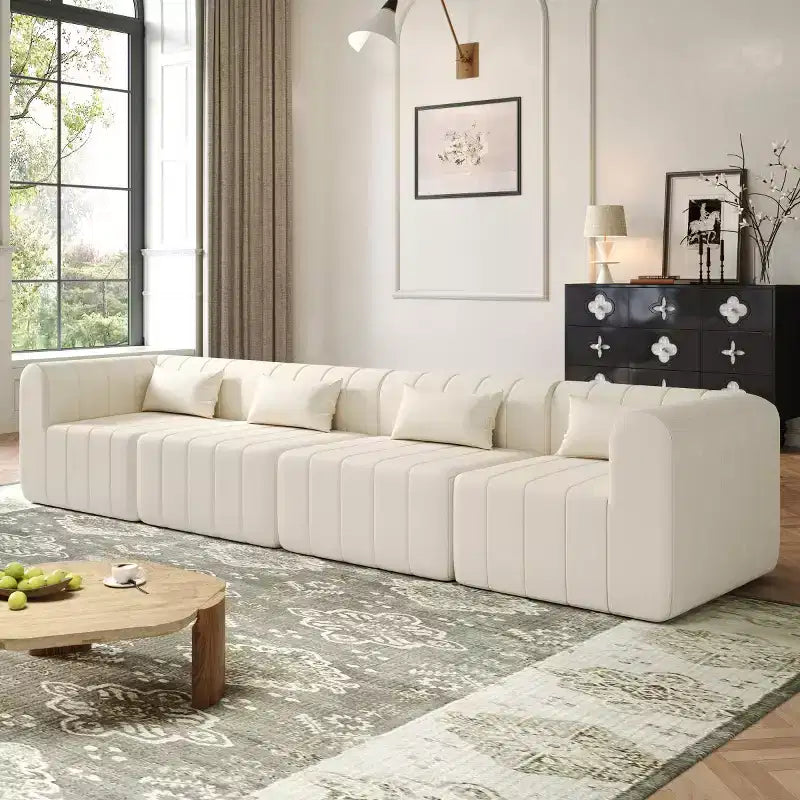 145.5 Modernes, wandelbares Ecksofa, Polster-Ecksofa für 4 Personen mit Schaumstoffkern, L-förmiges Wohnzimmer-Sofa-Panipeachy