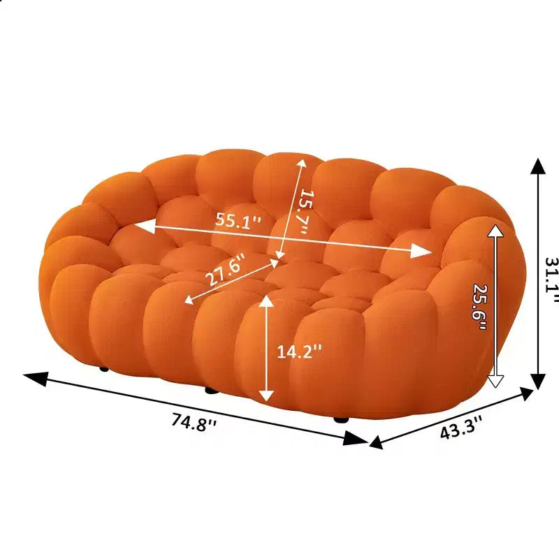 Modernes 2-Sitzer Bubble Sofa, gepolstert, 3D-Textil-Netzstoff für das Wohnzimmer