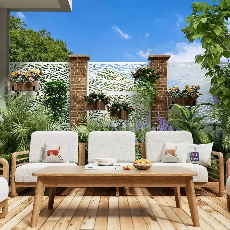 MAYEERTY Sichtschutz aus verzinktem Stahl für den Innen- und Außenbereich, freistehender dekorativer Raumteiler für Balkon und Garten, 1 Stück