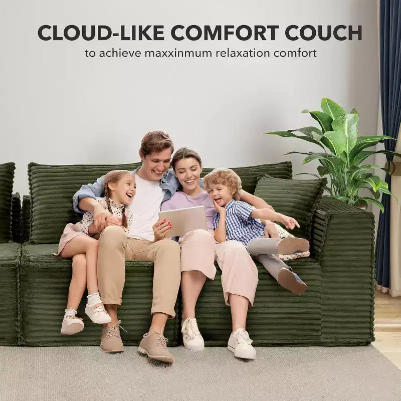 107/ 137 modulares Cloud-Sofa-Element, tiefes, rahmenloses Sofa, wandelbares, bequemes Bodensofa mit Hockern und Memory-Schaumstoff
