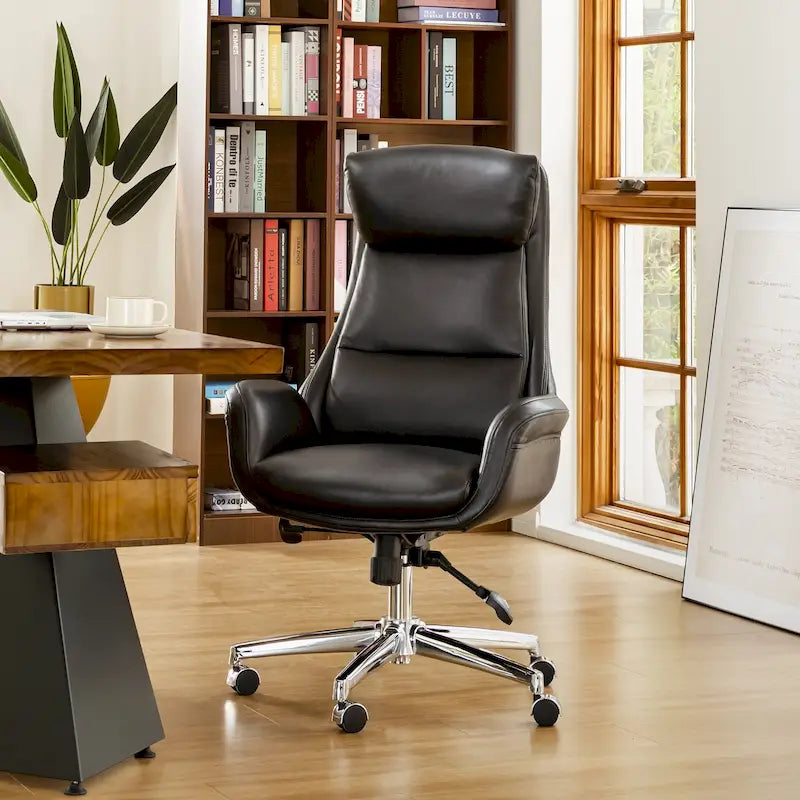 Glitzhome 48-Zoll Mid-Century verstellbarer Drehstuhl aus Kunstleder fürs Büro