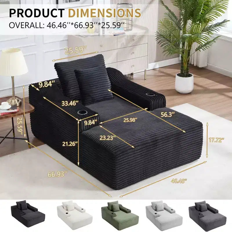 67 Liegestuhl, Schlafsofa für den Innenbereich mit 2 Kissen, weicher Einzelsessel für das Wohnzimmer, keine Montage erforderlich