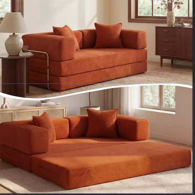 Dyonery 65-Zoll 5-in-1-Schlafsofa, zu einem Doppelbett umbaubar, mit festem Metallrahmen, Cord