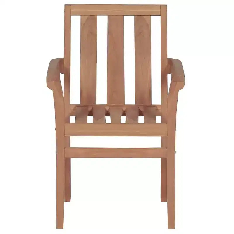 vidaXL 8er-Set stapelbare Gartenstühle aus Teakholz mit grauen Auflagen – Langlebige Garten-/Außenmöbel