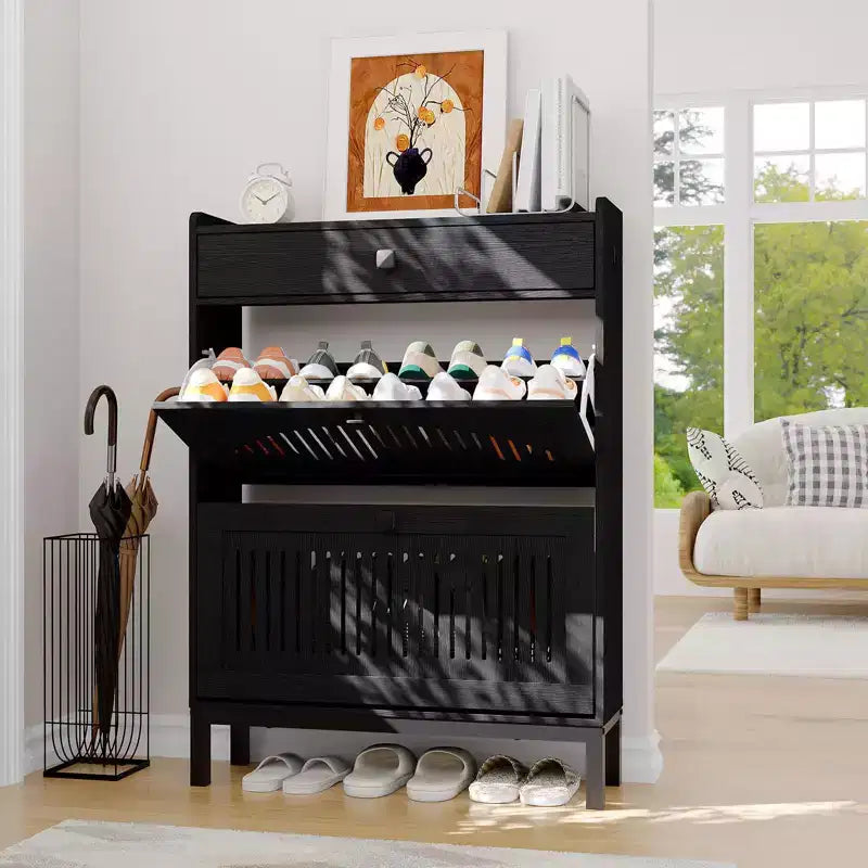Moderner Schuhschrank aus Holz, verstellbarer Regalboden, freistehendes modernes Design, für Flur, Wohnzimmer