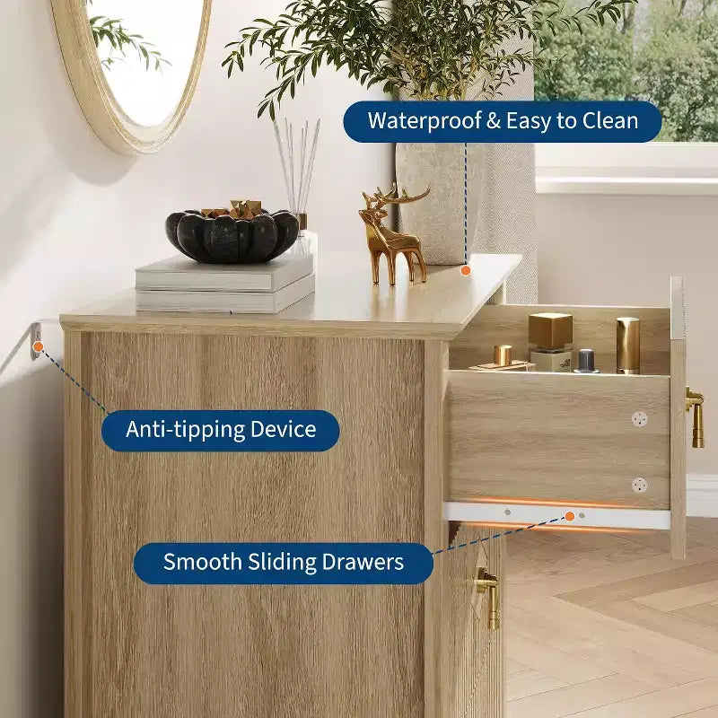 2 Stück geriffelte Holz-Nachttische, 27,5 breit, 3-Schubladen-Kommoden-Set, moderne Beistelltische, Schubladenschrank für Schlafzimmer und Wohnzimmer