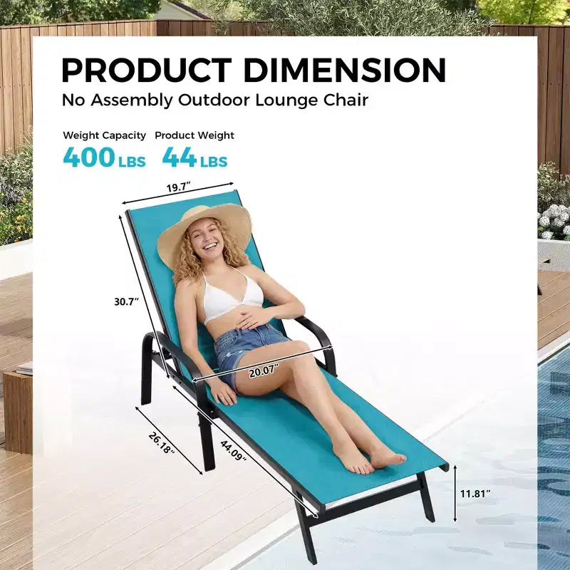 Set aus 2 Outdoor-Terrassenliegen, 5-fach verstellbare Liegestühle mit Textilene-Gewebe, Pool-Liegen für Garten & Balkon