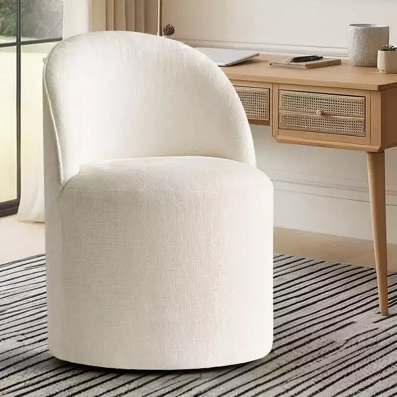 Moderner, chenillengepolsterter, drehbarer Akzentsessel mit Rollen, armlehnloser, rollbarer Loungesessel für Wohnzimmer, Schlafzimmer oder Homeoffice – Panipeachy