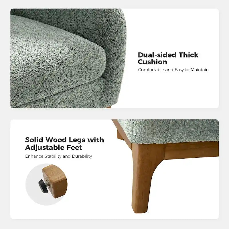 Augus Moderner Bouclé-Akzent-Tonsessel mit Beinen aus Massivholz von HULALA HOME