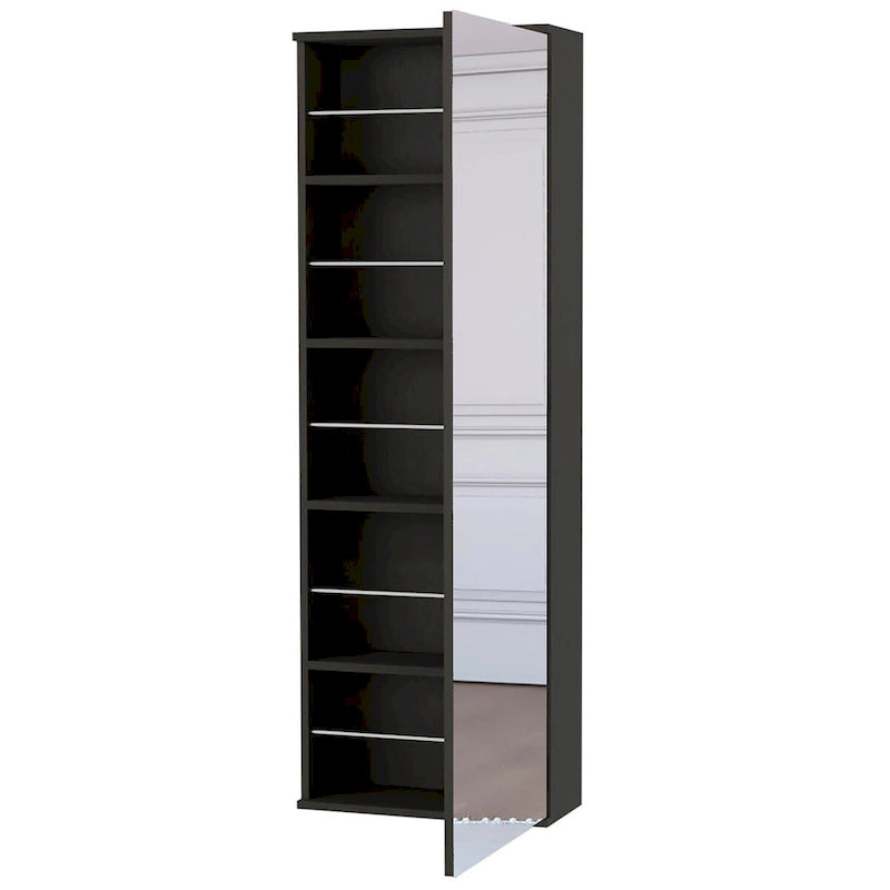 Wandmontierter Schuhschrank mit Spiegel Chimg, Einzeltür, Schwarz Wenge-Finish