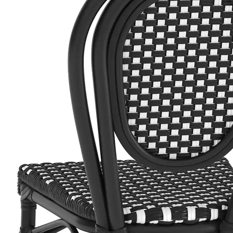 Flash Furniture Lourdes stapelbarer Thonet-Bistrostuhl für den gewerblichen Innen- und Außenbereich, PE-Rattan und Aluminiumgestell