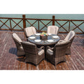 7-teiliges Garten-Essgruppe aus Rattan mit runden Kissen von Moda Furnishings