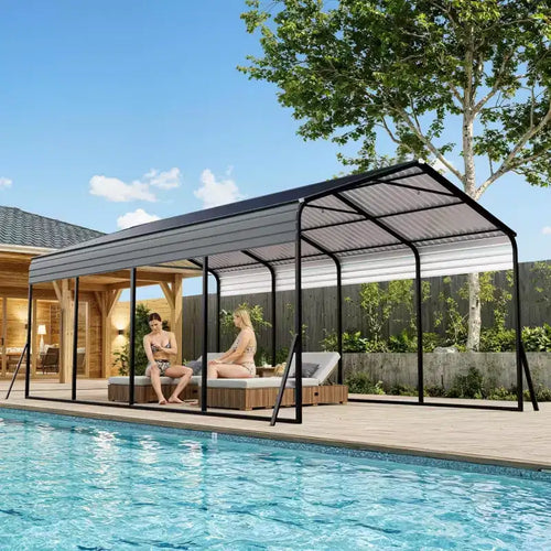 12 x 20 Fuß strapazierfähiger Stahl-Carport mit Verankerungs-Set