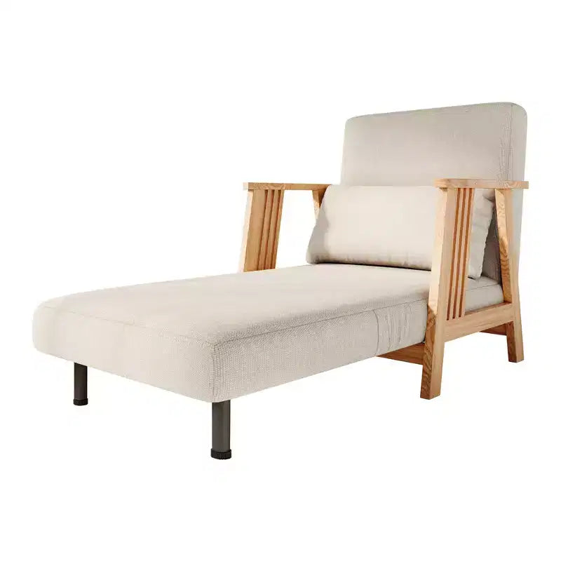 ATJafurn umwandelbarer Akzent-Armlehnstuhl aus Stoff mit Polsterung, Futon-Sessel, Schlafsofa mit Massivholzrahmen für Schlaf- und Wohnzimmer, Beige