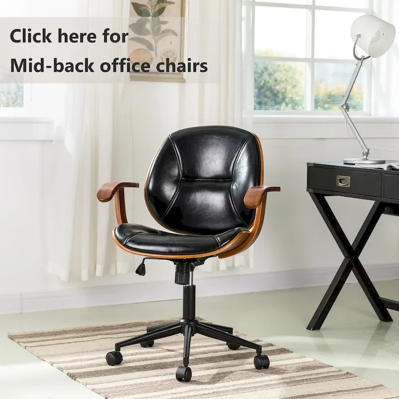 Glitzhome höhenverstellbarer, drehbarer Bürostuhl aus Kunstleder mit Armlehnen und ergonomischem Design