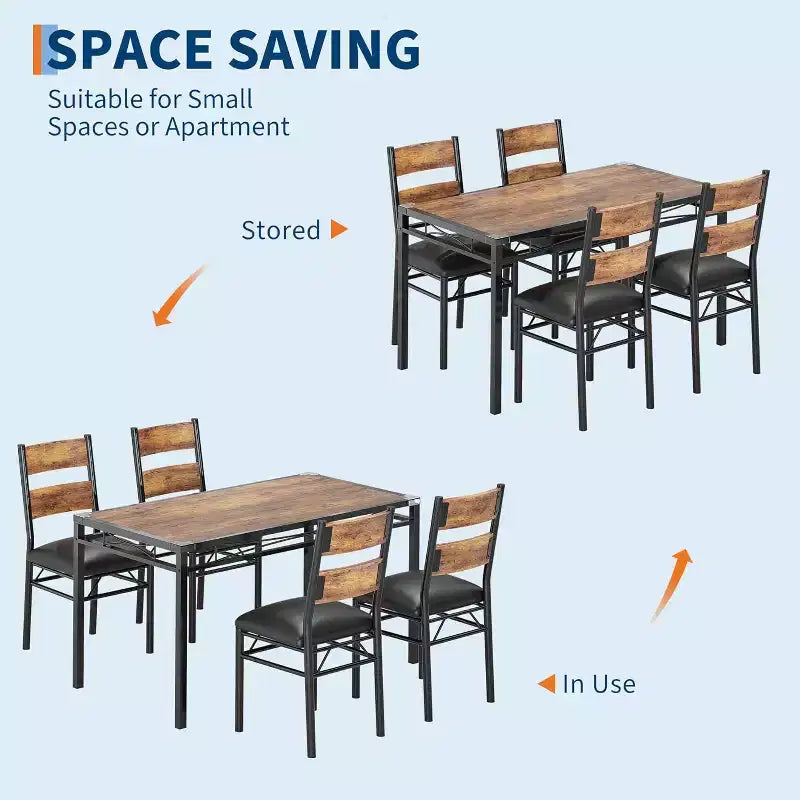 Essgruppe für 4 Personen, Holztisch für die Küche mit 4 gepolsterten Stühlen, 4er-Set Küchenstühle mit Stoßwinkel für kleine Räume, Küchenbereich