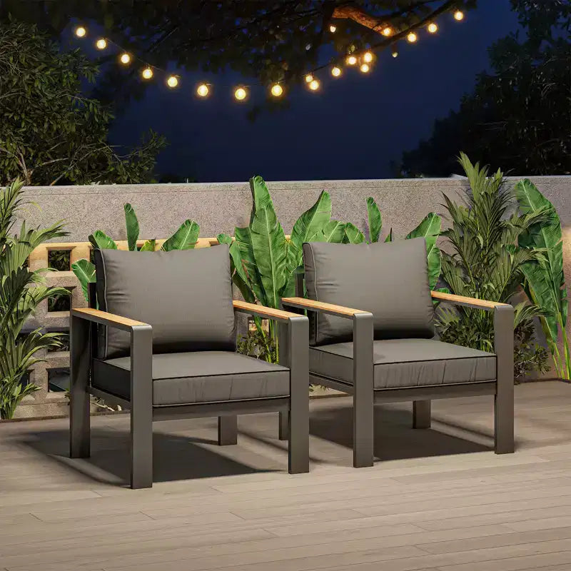 Aluminium-Terrassenmöbel-Set, Outdoor-Ecksofa mit 5 dicken Kissen, 4 Armlehnen & Couchtisch für Garten, Terrasse, Hinterhof