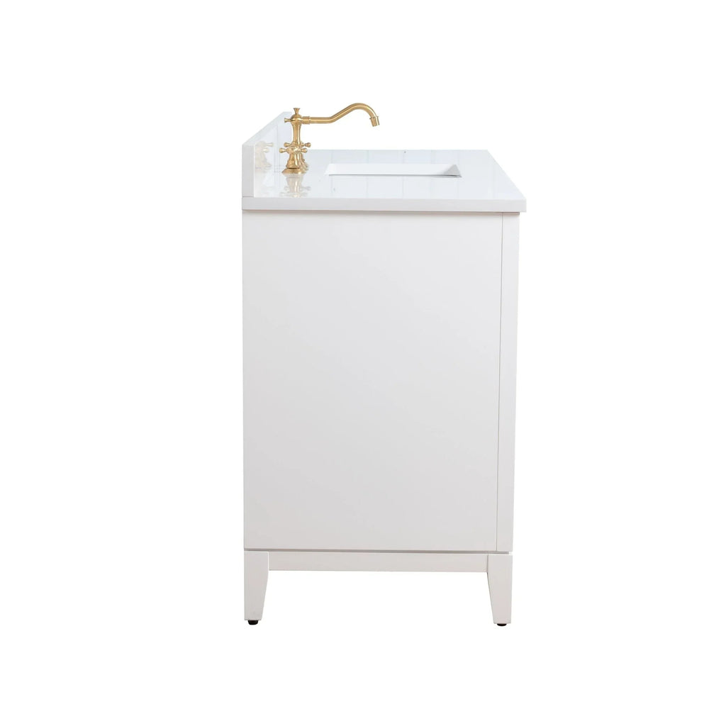 Vanity Art Badezimmerschrank mit Keramikwaschbecken und Platte aus technischem Marmor