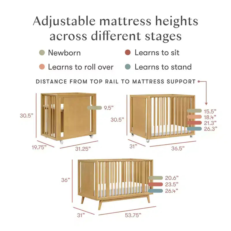 Babyletto Palma 8-in-1 wandelbares Kinderbett für alle Wachstumsphasen mit Beistellbett- und Kleinkindbett-Sets