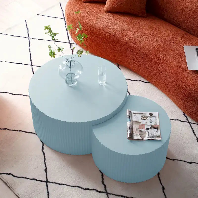 Modernes, glamouröses rundes Satztisch-Set für das Wohnzimmer (2-tlg.), nicht montiert