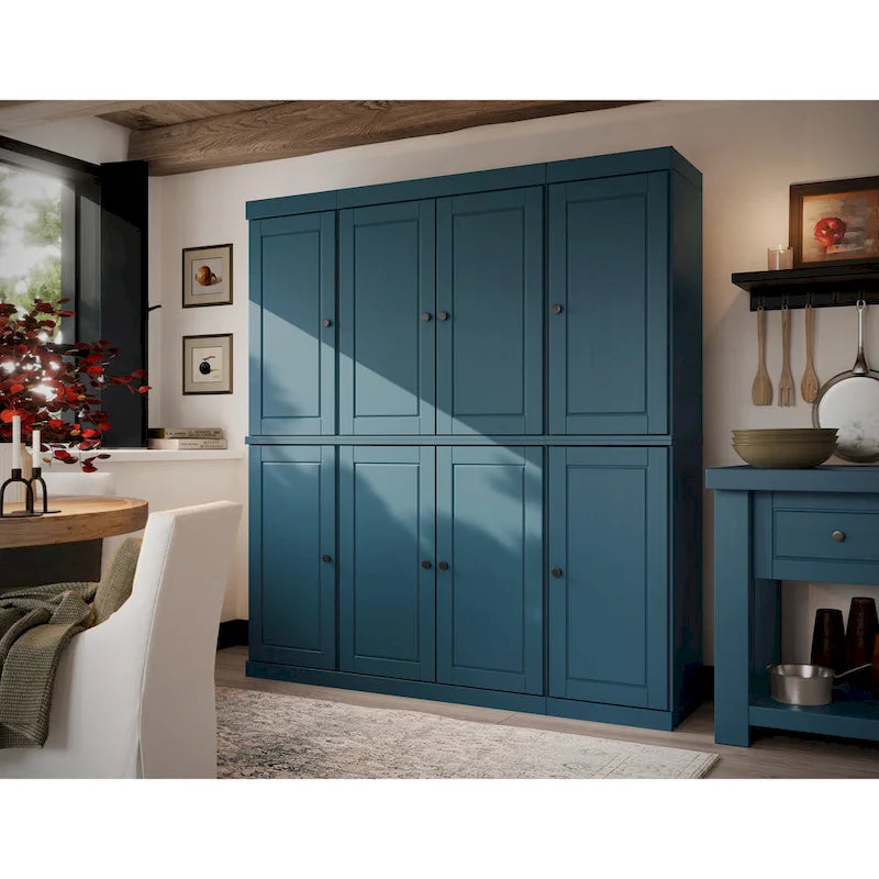 Küchenbuffet aus 100 % Massivholz mit Glas- oder Holztüren und 2-Schubladen-Set, 65 x 71,5