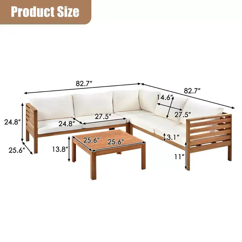 Polibi Acacia Eck-Outdoor-Sofa-Set mit passendem Couchtisch
