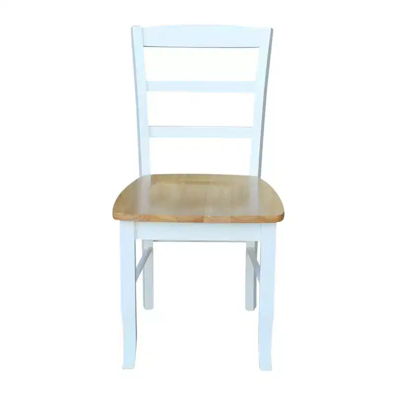 3-teiliges Esszimmer-Set mit Esstisch und 2 Leiterrückenstühlen Weiß/Natur ¨C International Concepts: Massivholz, Quadratisch, Ohne Verlängerung