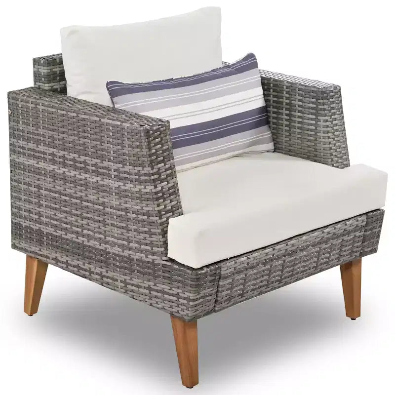 Whisen 6-teiliges Allwetter-PE-Geflecht-Sofaset, Outdoor-Rattan-Sofa mit Doppelkissen