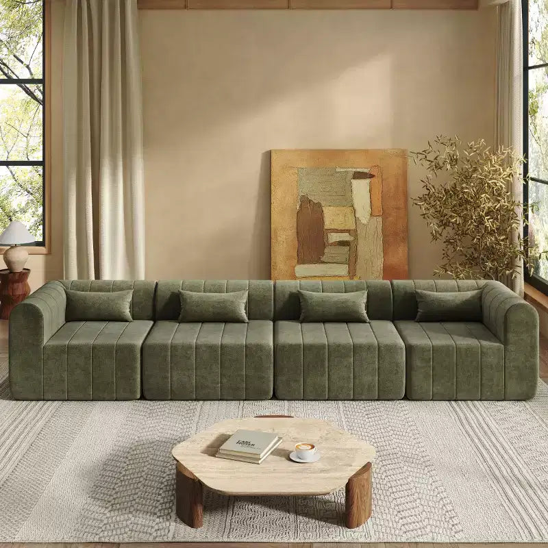 145.5 Modernes, wandelbares Ecksofa, Polster-Ecksofa für 4 Personen mit Schaumstoffkern, L-förmiges Wohnzimmer-Sofa-Panipeachy