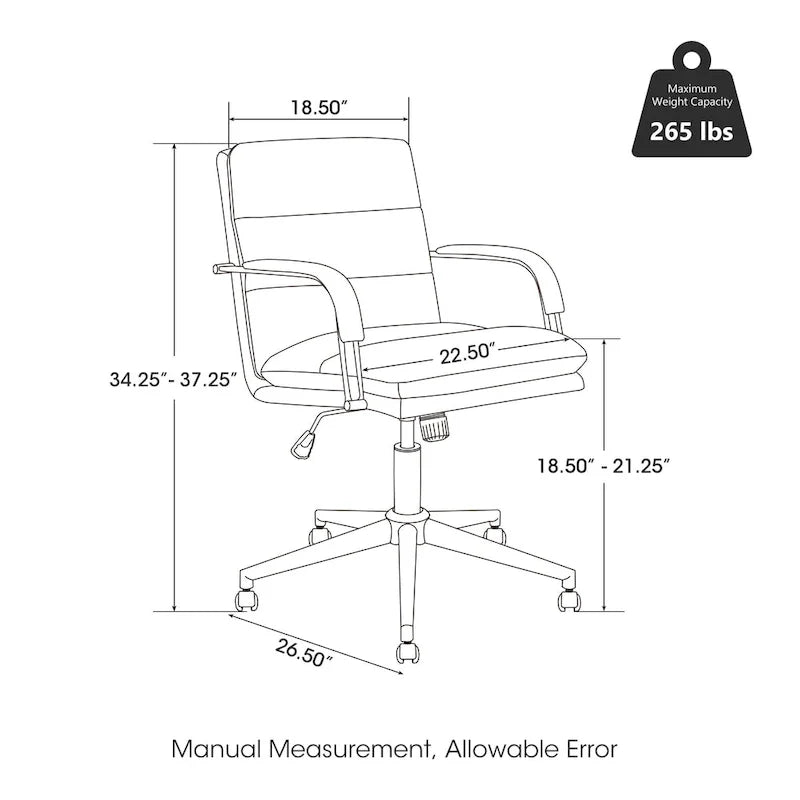 Glitzhome höhenverstellbarer, drehbarer Bürostuhl aus Kunstleder mit Armlehnen und ergonomischem Design